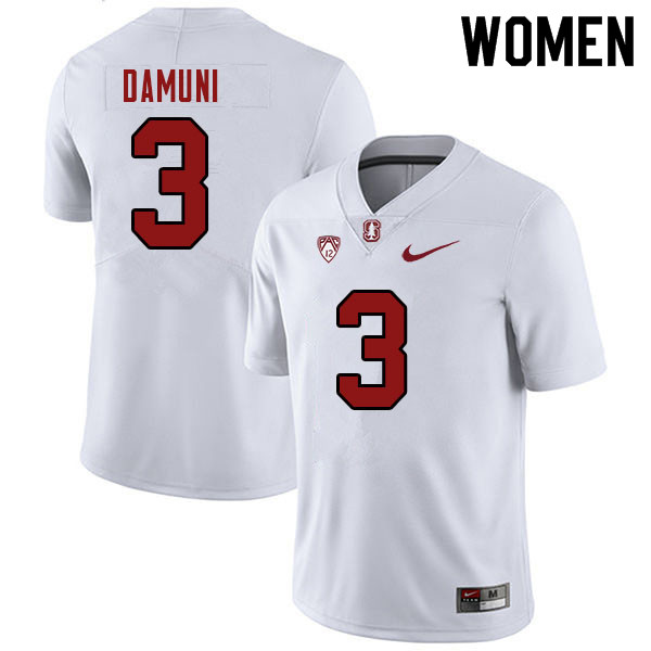 Women #3 Levani Damuni Stanford Cardinal College Football Jerseys Sale-White - Click Image to Close
